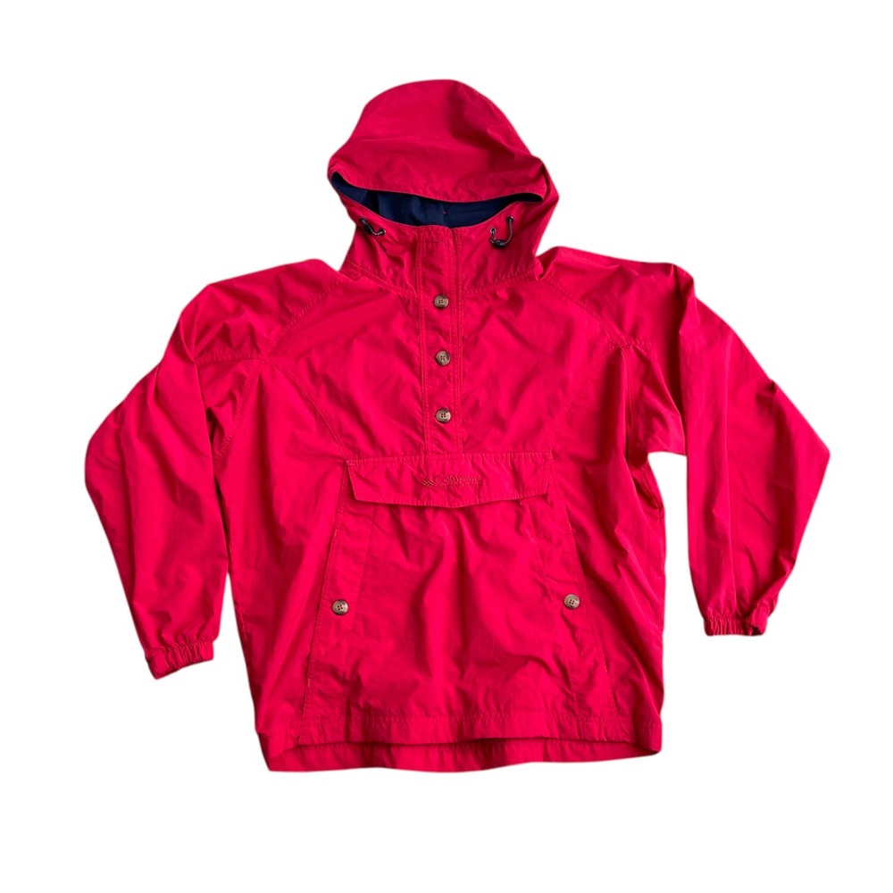 Vintage Columbia Red Pullover Windbreaker Hoodie Jacket Women’s Medium